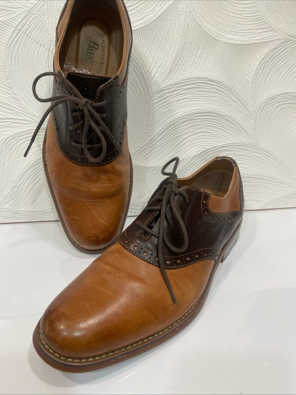 G.H. Bass Casanova Men’s Carmel Brown Leather Casual Oxfords Shoes US Size 8.5M